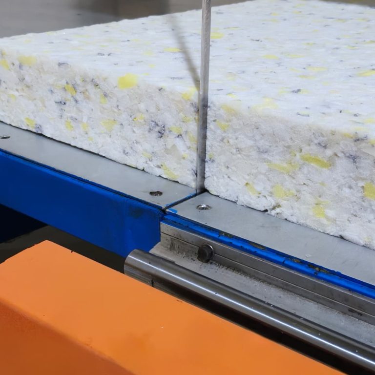 Close view of foam material for mattress manufacturing